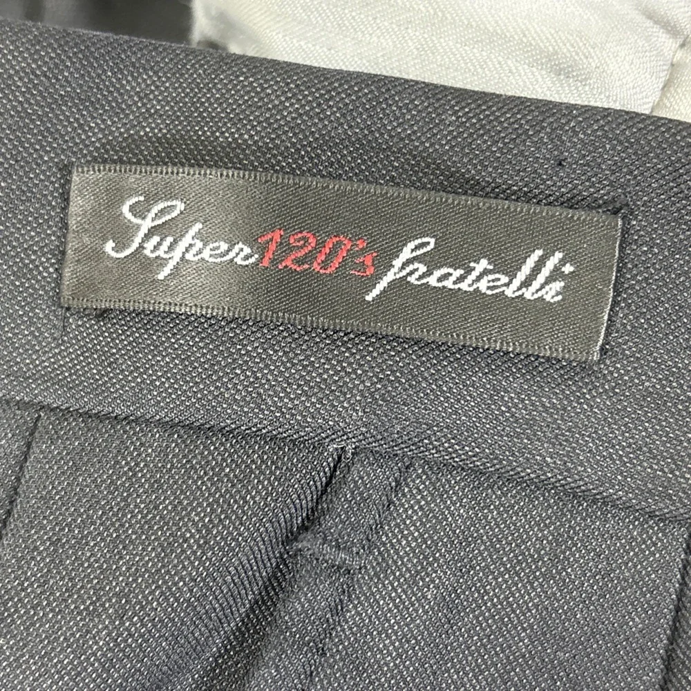 Eddie Domani Dark Gray Super 120s Fratelli Wool Pleated Cuffed Dress Pants 37x27